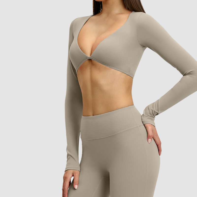 Wholesale Long Sleeve V-Neck Fashion Short | Wonderxfans bulk activewear