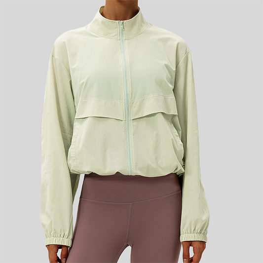 Women's Outdoor Windbreaker Loose Casual Yoga Jacket with Stand Collar