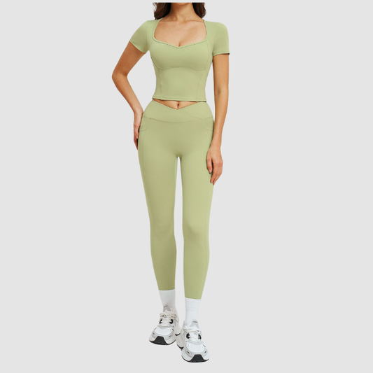 Wholesale solid color T-shirt + high-waisted | Wonderxfans bulk activewear