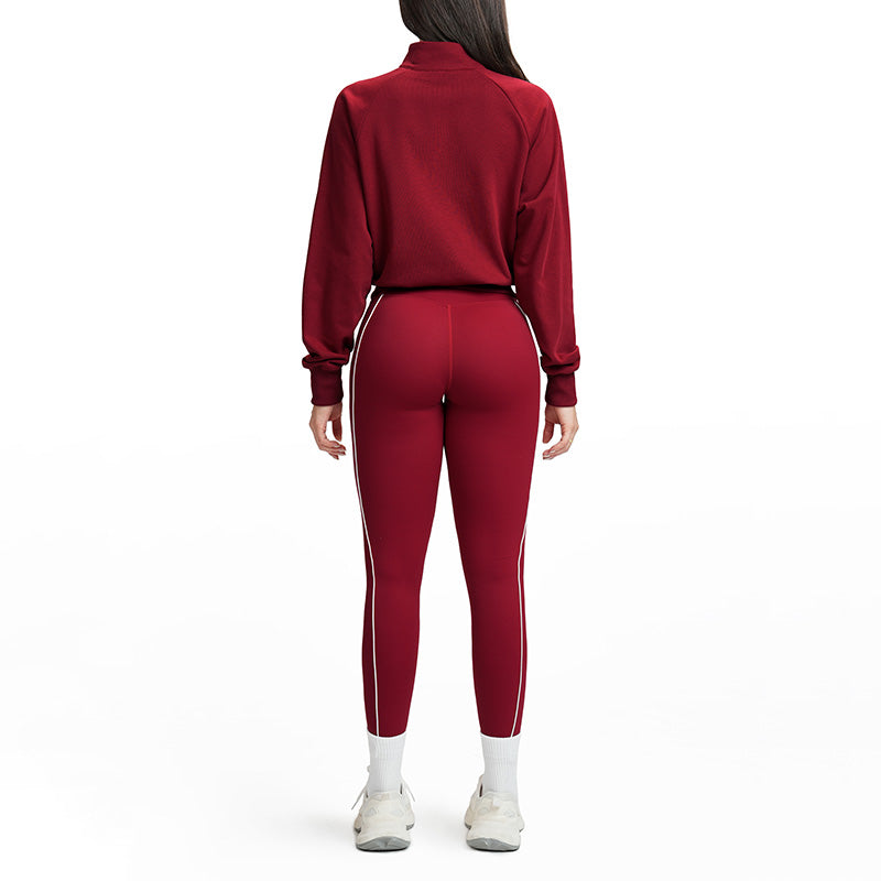 Color-blocked loose-fitting jacket + high-waisted leggings 2-piece set