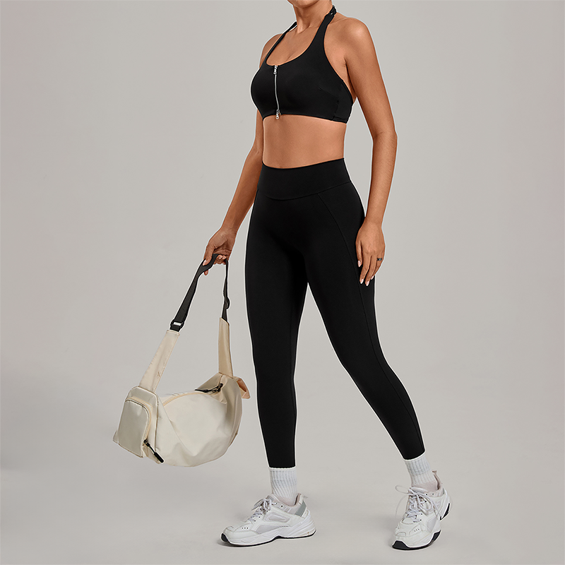 Wholesale Zipper Tank Top+Highlighted Legging 2-piece Set