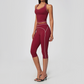Wholesale Women's Colorblock Brushed Yoga Set: Halter V-Neck Top & Capri Pants