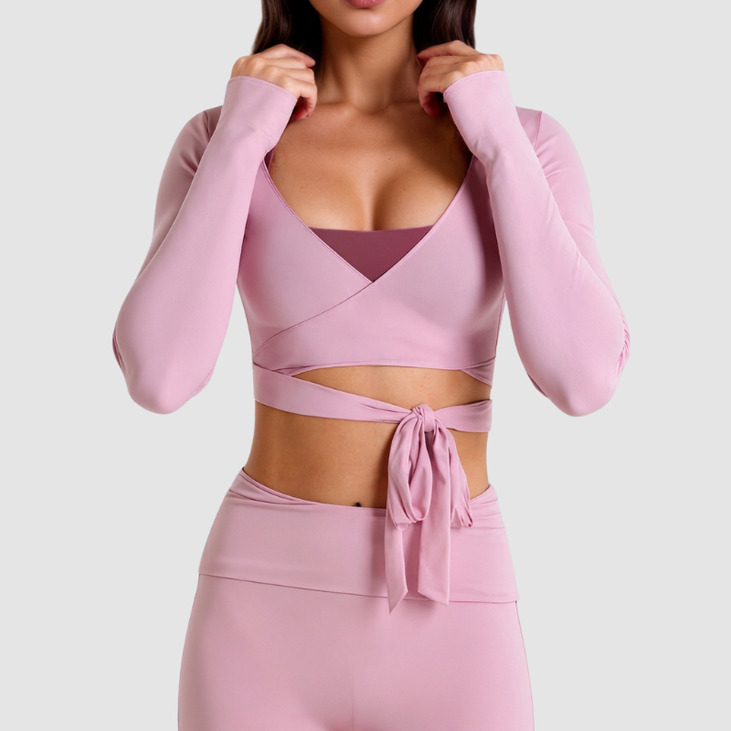 Wholesale Cross Deep V Neck Cropped Yoga Top