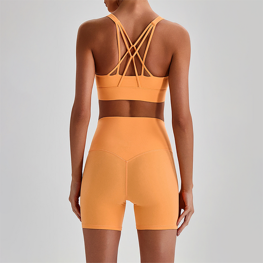 Wholesale Women's Quick-Dry Naked Feel Vest+Fitted Biker Shorts Yoga Set