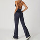 Snug-Fit Tank Top + Flared Leg Pants 2-Piece Set