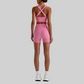 Wholesale Cross-Back Sports Bra & High-Waist Biker Shorts Set – Naked-Feel Quick-Dry Yoga 2-Piece