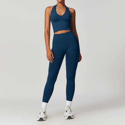 Wholesale Seamless Halterneck Threaded Yoga Bra | Wonderxfans bulk activewear