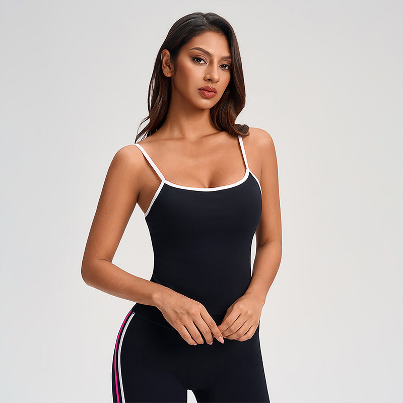 Wholesale contrasting color open-back tank tops