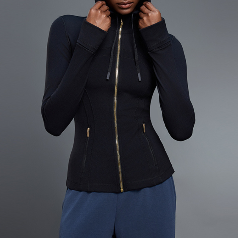 Women's yoga hooded cardigan long sleeve sports jacket