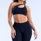 Slanted shoulder Sports Bra + High-waisted leggings 2-Piece Set