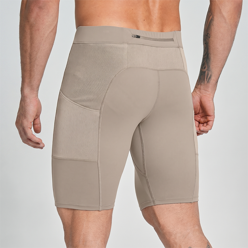 Wholesale Men's High-Waist Compression Shorts – Tummy Control Double-Layer Gym Shorts