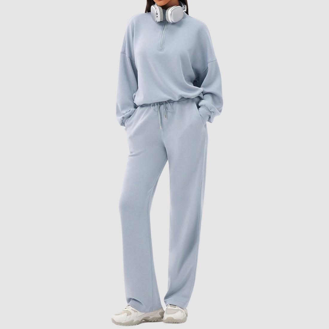 Wholesale Women's Modal Sports Set – Stand-Collar Sweatshirt & Straight-Leg Pants