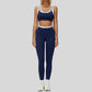 Contrast color sports bra + sports legginggs 2-piece set
