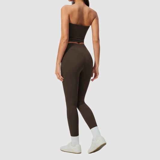 Wholesale Women’s Tube Top & High-Waist Leggings Yoga Set – Padded