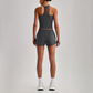 Wholesale Naked-Feel Racerback Sports Bra & High-Waist Biker Shorts Set – Sculpting Yoga 2-Piece