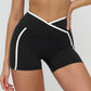 Women's contrasting color high-waisted athletic shorts