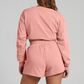 Wholesale solid color long sleeved sweatshirt+shorts set