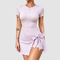 Wholesale Women's Plaid Faux Two-Piece Yoga Mini Dress with Built-in Bra