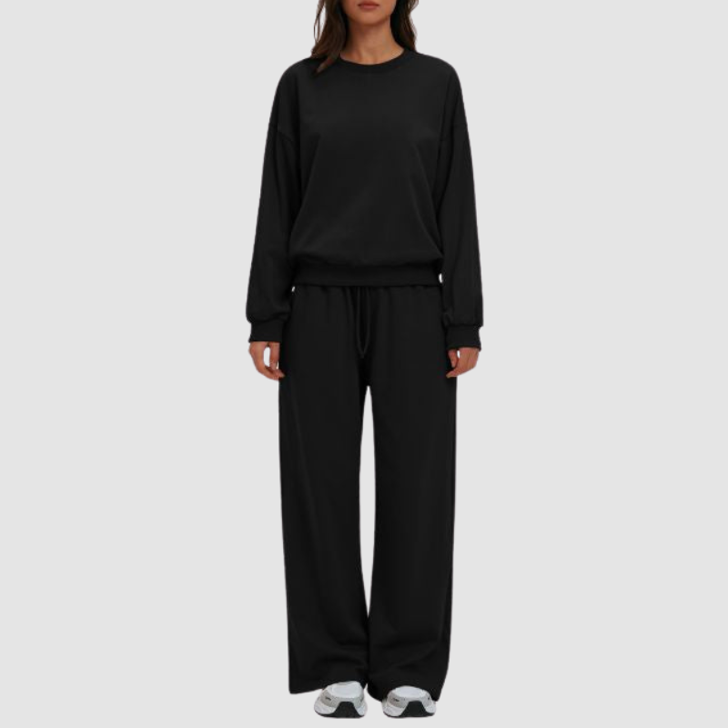 Wholesale loose round neck sweatshirt + loose sweatpants