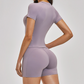 Wholesale solid color short sleeved T-shirt+high waisted shorts 2-piece set