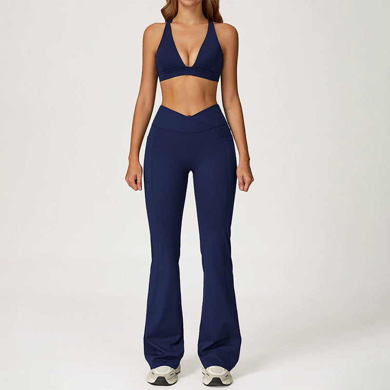 SPORTS BRA +Slim-fit athletic flare pants