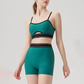 Wholesale color blocked backless vest+high waisted shorts 2-piece Set