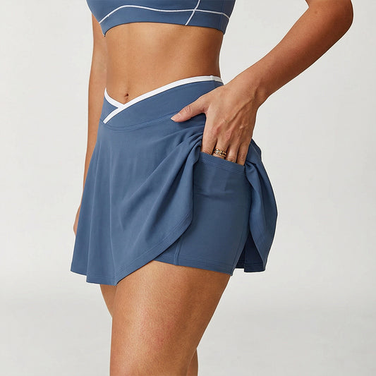 Wholesale sports color-blocked bra + A-line | Wonderxfans bulk activewear