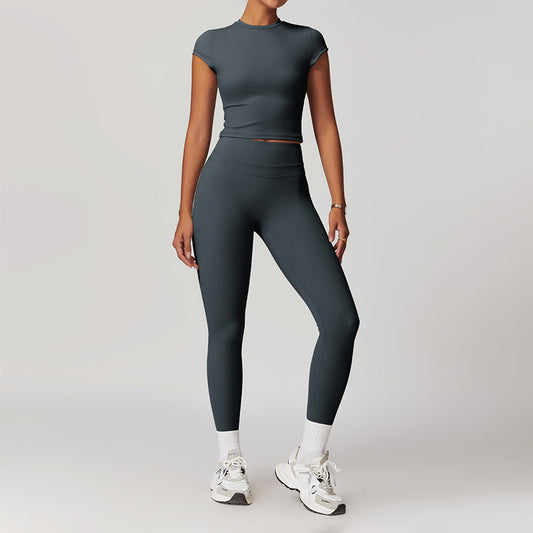 Wholesale Fitness Brushed Short Sleeve Yoga | Wonderxfans bulk activewear