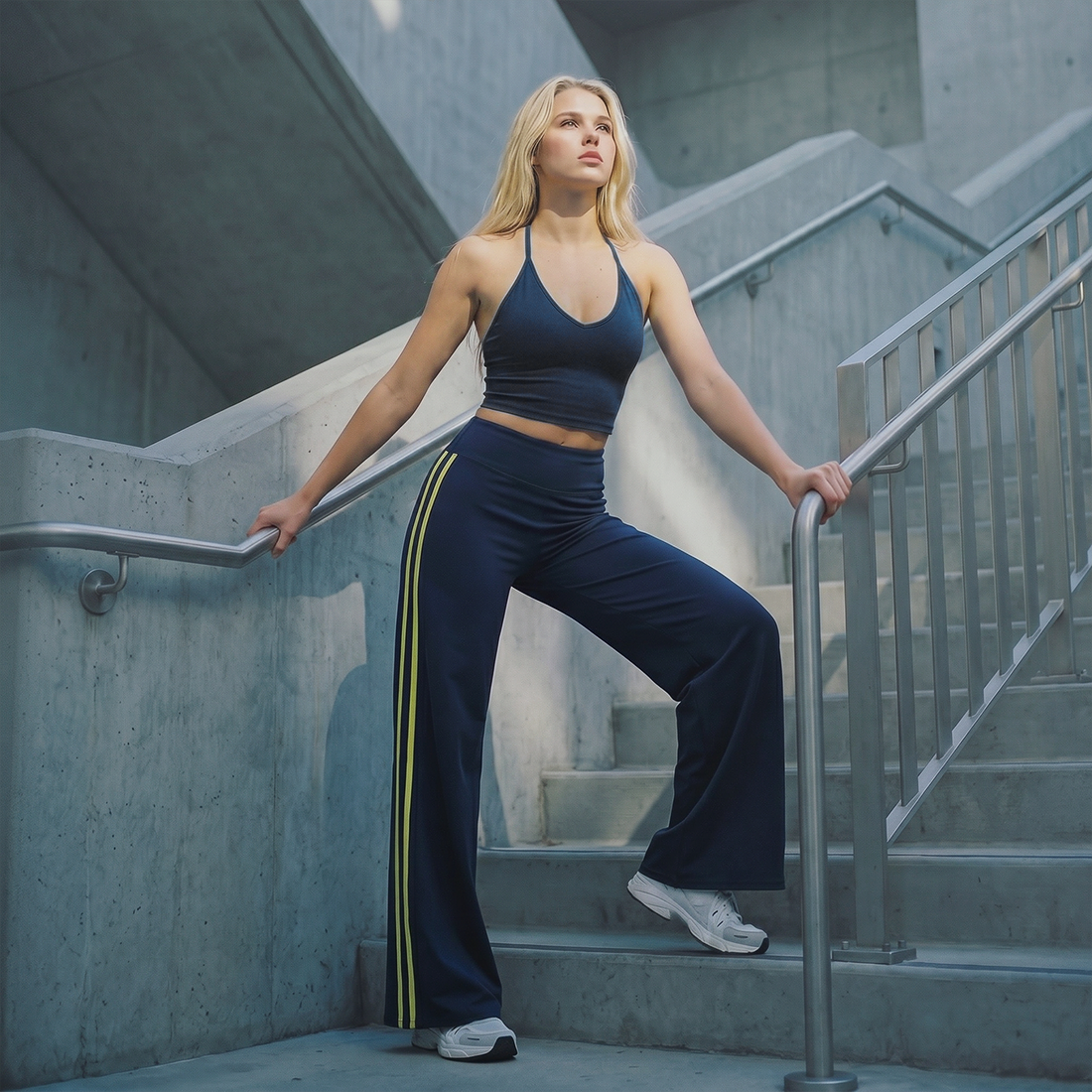 Wholesale Breathable Y-Back Tank Top & Fold-up Flare Pants Set